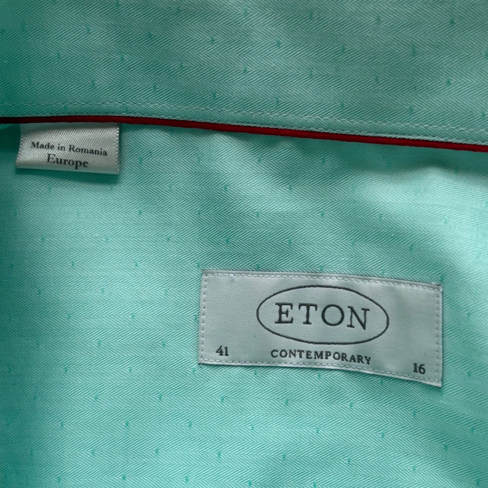 Eton Dress Shirt Mens 16 41 Mint Green Textured Contemporary Fit Business Luxury - Picture 3 of 8